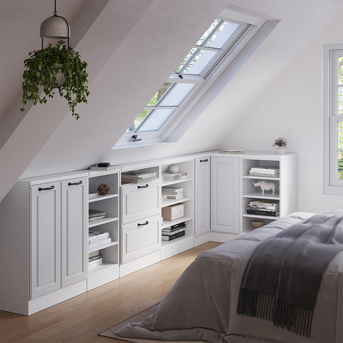 DACHSCHRÄGENSCHRANK ECKSCHRANK Rion Weiß Landhaus/Weiß 75.6 x 81.6 cm mit 1 Tür - Weiß, Holzwerkstoff (75.6/81.6/75.6cm) - Vicco