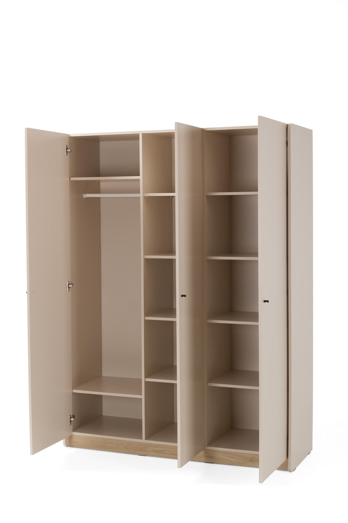 DREHTÜRENSCHRANK VETTA 145/195/52cm 3-türig Beige - Eichefarben/Beige, Holzwerkstoff (145/195/52cm) - MASSENO