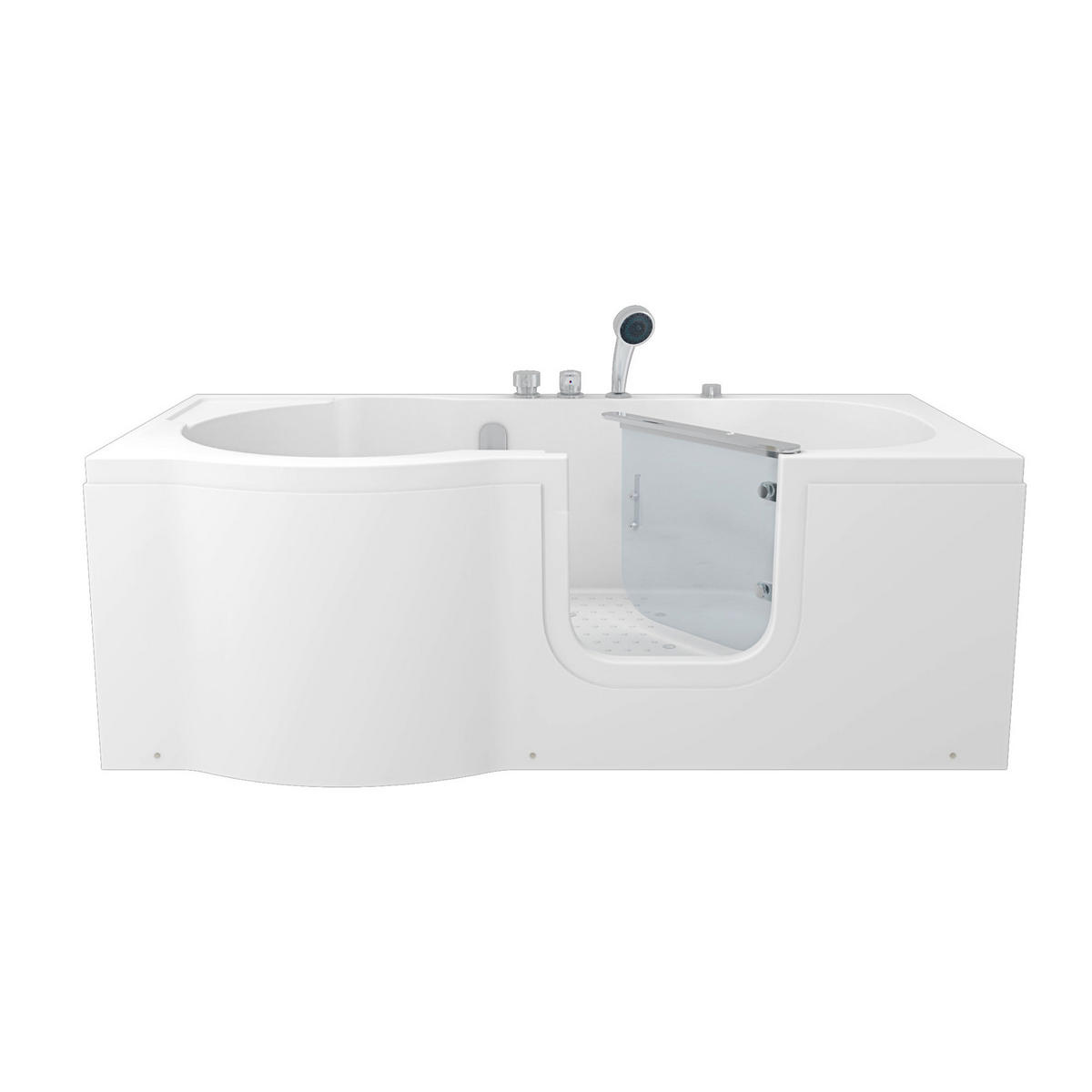 SITZBADEWANNE Senioren Wanne Sitzwanne mit Tür S12-EH-AIR-R 85x170 cm - Weiß, Glas/Kunststoff (170/60/85cm) - AcquaVapore by Sandra Jentho