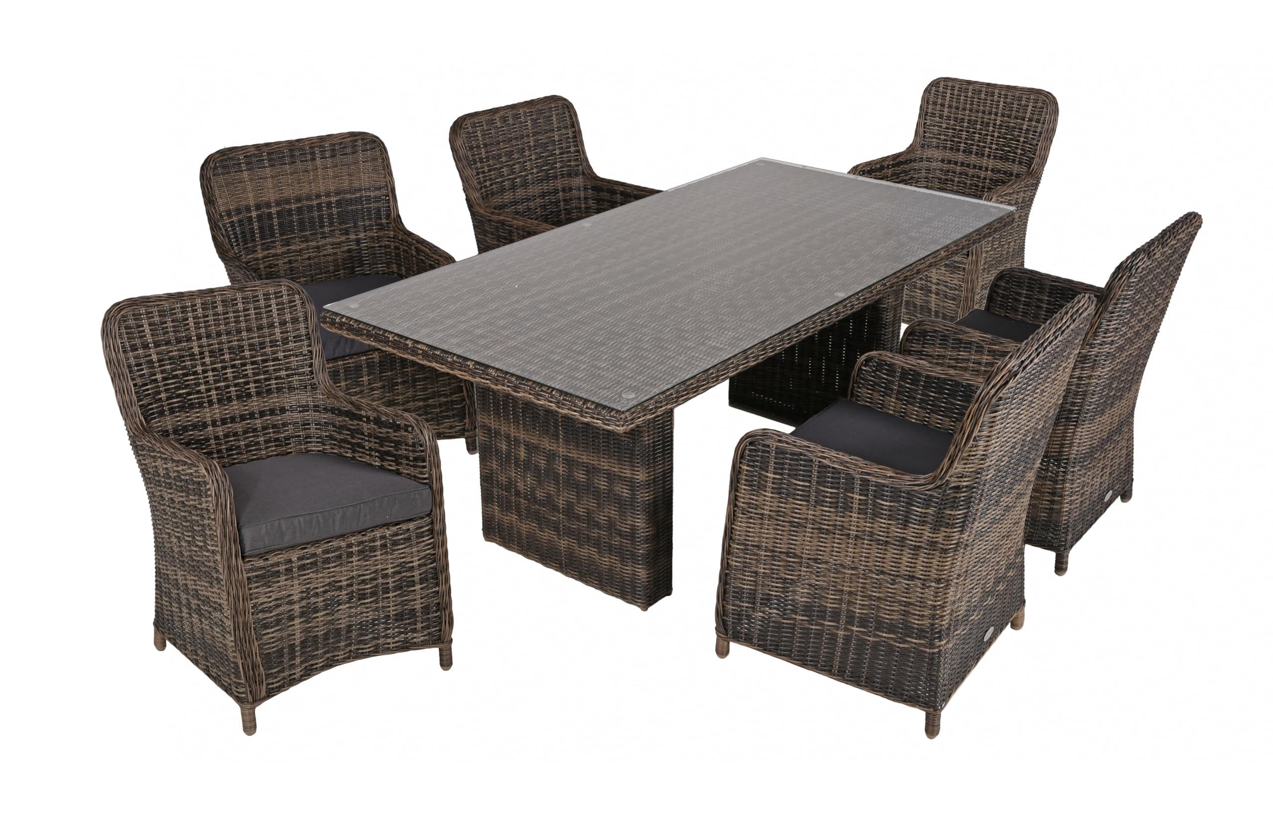 GARTEN-SITZGRUPPE Milan 7-teilig Gartenmöbel-Set - Braun, Kunststoff - DELUKE