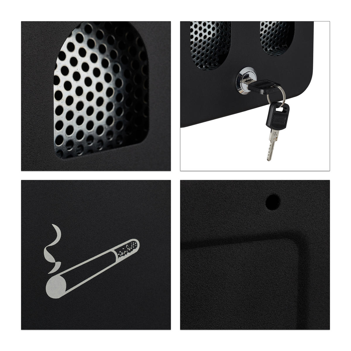 ASKKOPP Svart järn väggmonterad låsbar - Svart, Metall (16cm) - Relaxdays