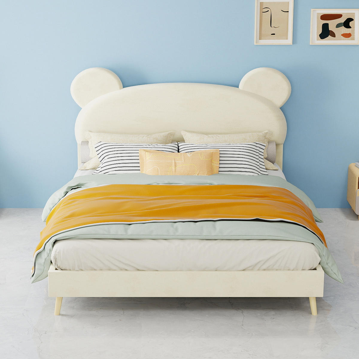 KINDERBETT 140/200 cm DE-32976 mit Matratze Beige - Beige, Metall (140/200cm) - ComfortXL