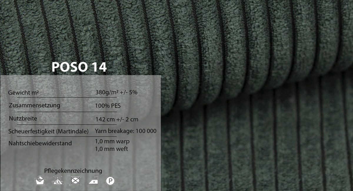 SCHLAFSOFA mit Bettkasten und Cordstoff MONA Grün - Grün, Holzwerkstoff (255/85/105cm) - Compleo24