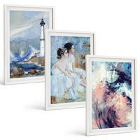 BILDER SET 3er Set - 40x60 cm Weißer Rahmen - Leuchtturm-Abstrakte Tänzerin - Weiß, Kunststoff (40/60cm) - TULUP