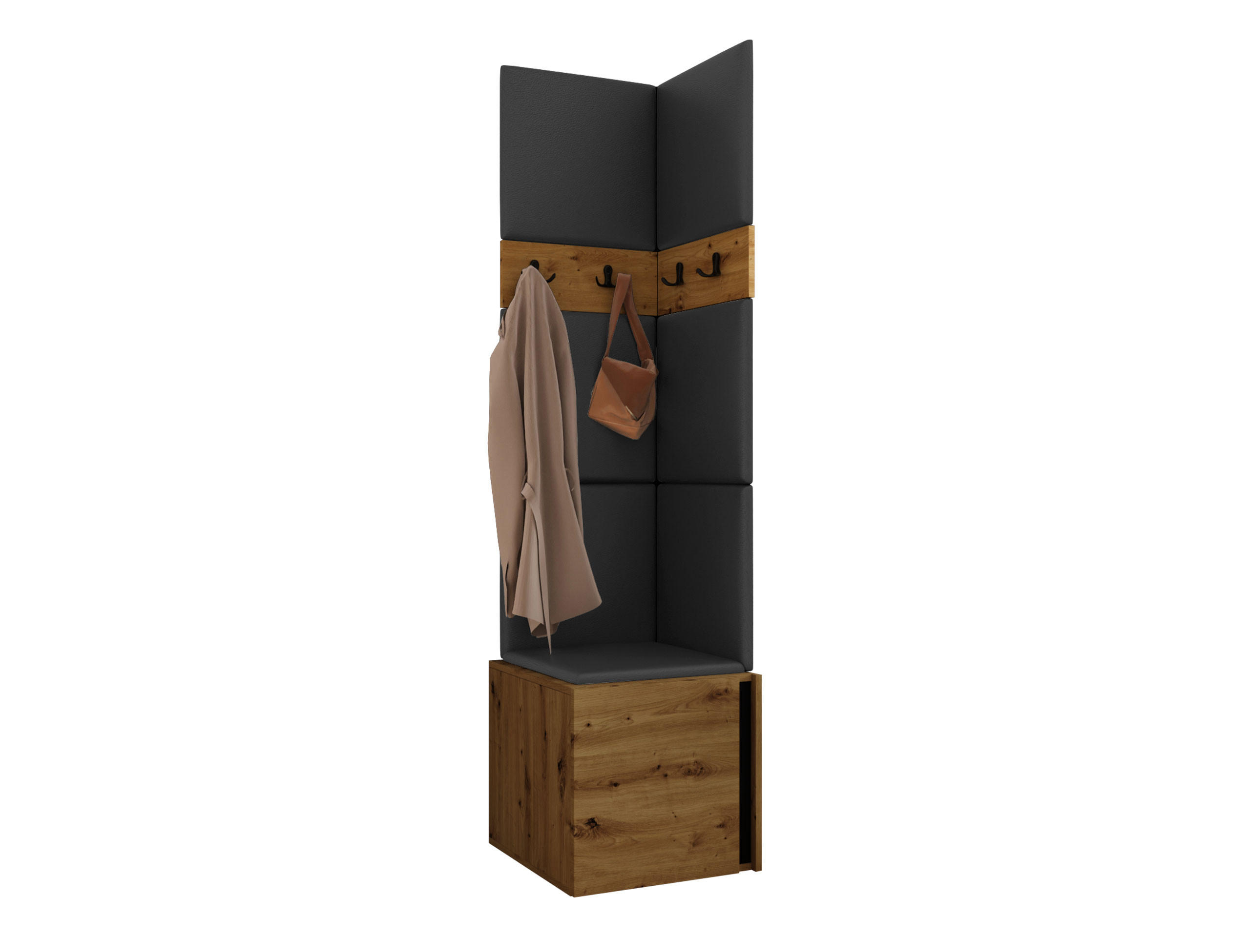 MOBILIER PENTRU HOL Orion XXI - stejar Artisan/negru, material plastic/compozit lemnos (42/186/46cm) - MIRJAN24