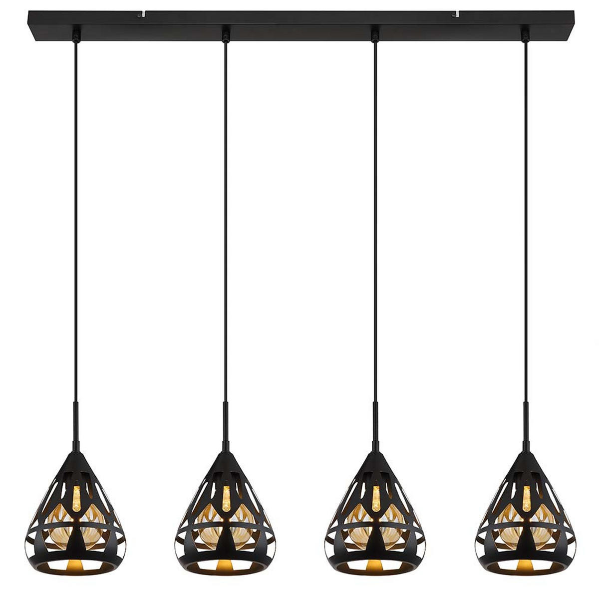 PENDELLEUCHTE Metall Schwarz 4-Flammig - Schwarz, Metall (92/17/120cm) - Globo Lighting
