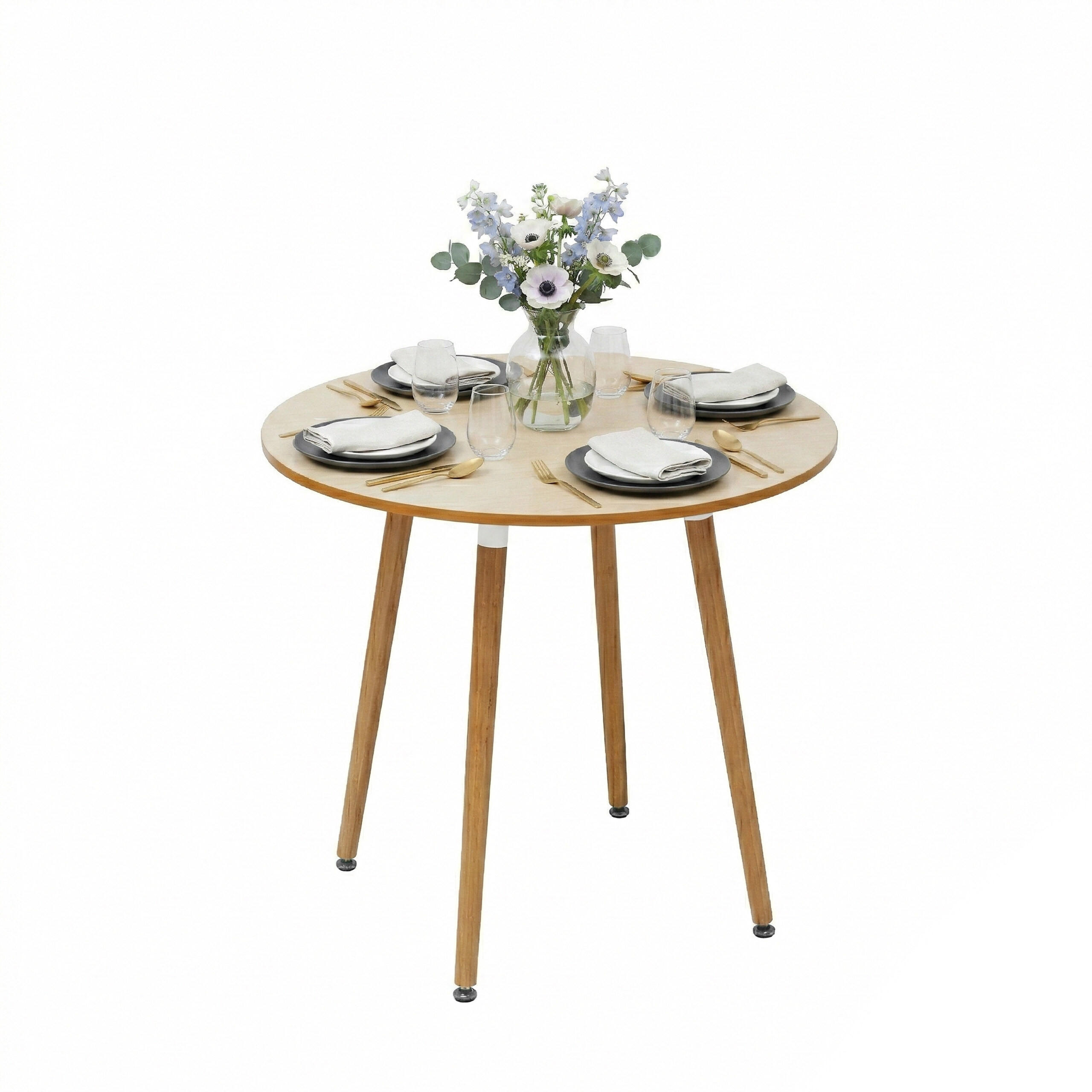 JÍDELNÍ stůl - světle hnědá, kov/dřevo (80/80/75cm) - Relaxdays