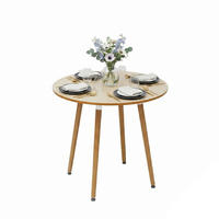 JÍDELNÍ stůl - světle hnědá, kov/dřevo (80/80/75cm) - Relaxdays