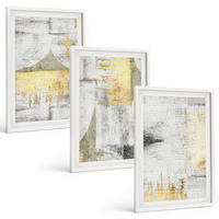 BILDER SET 3er Set - 40x60 cm Weißer Rahmen - Abstrakte modische Malereimuster - Weiß, Kunststoff (40/60cm) - TULUP