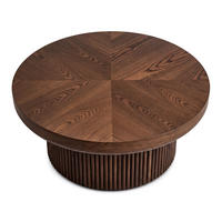 COUCHTISCH Runder Couchtisch 78cm Walnuss-Holzoptik mit geriffeltem Sockel Mid-Century - Braun, Holz (78/78/38.5cm) - Raelunyi