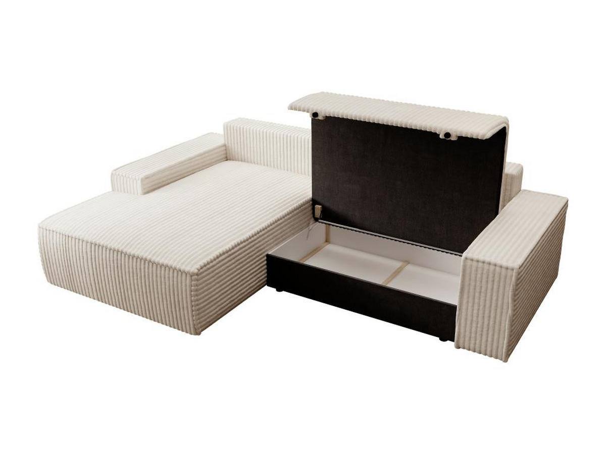 ECKSOFA mit Schlaffunktion - Ecke links - grob gerippter Cord - Beige - AMELIA - Beige, Textil (167/267cm) - Vente-Unique