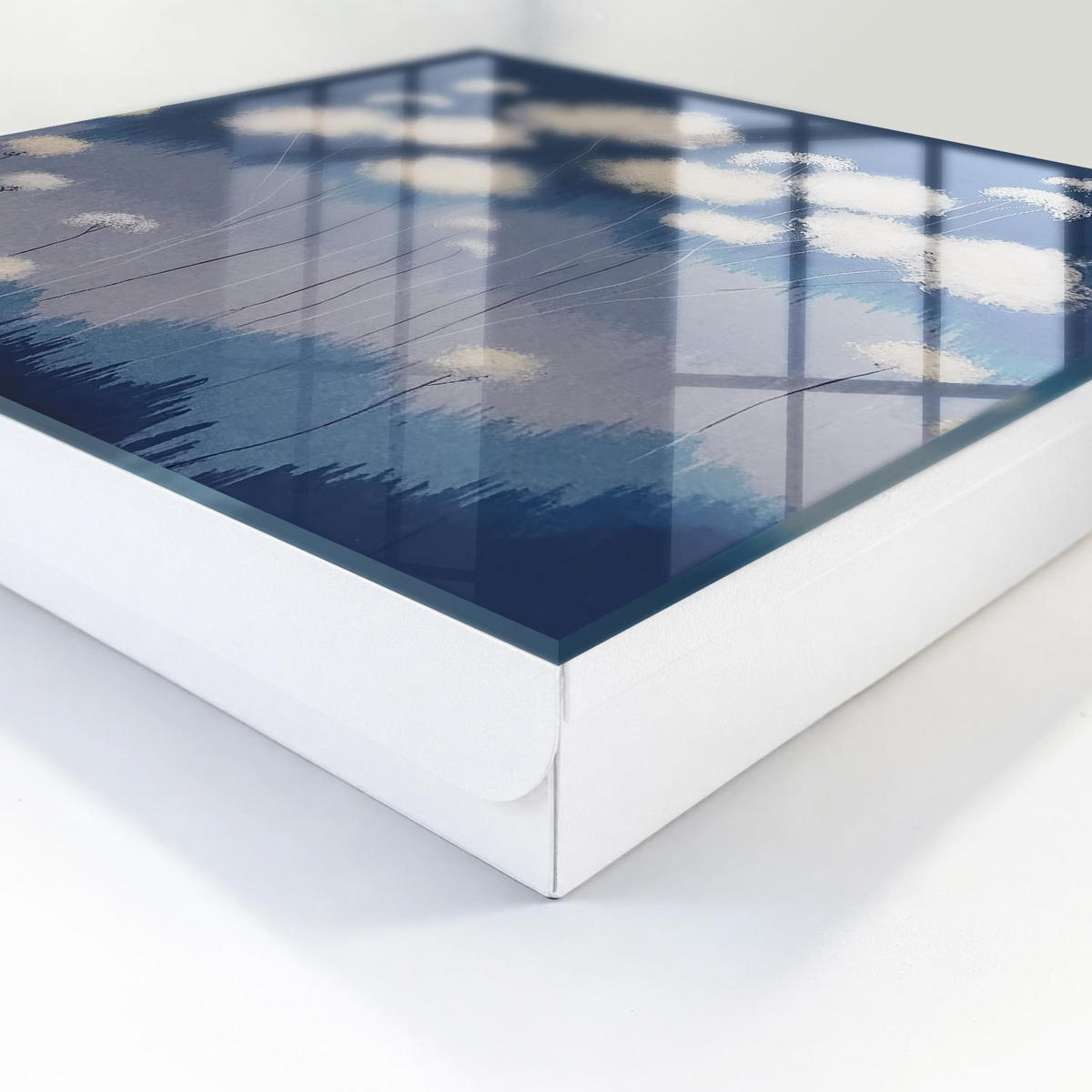 SCHLÜSSELBOX Weiß 30x30 cm – Türöffnung nach rechts - Löwenzahn - Blau, Metall (30/30/5cm) - TULUP