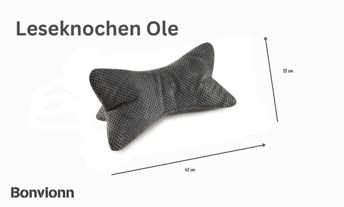 KISSEN Leseknochen Ole mittelgrau - Grau, Textil (22/42cm) - Bonvionn