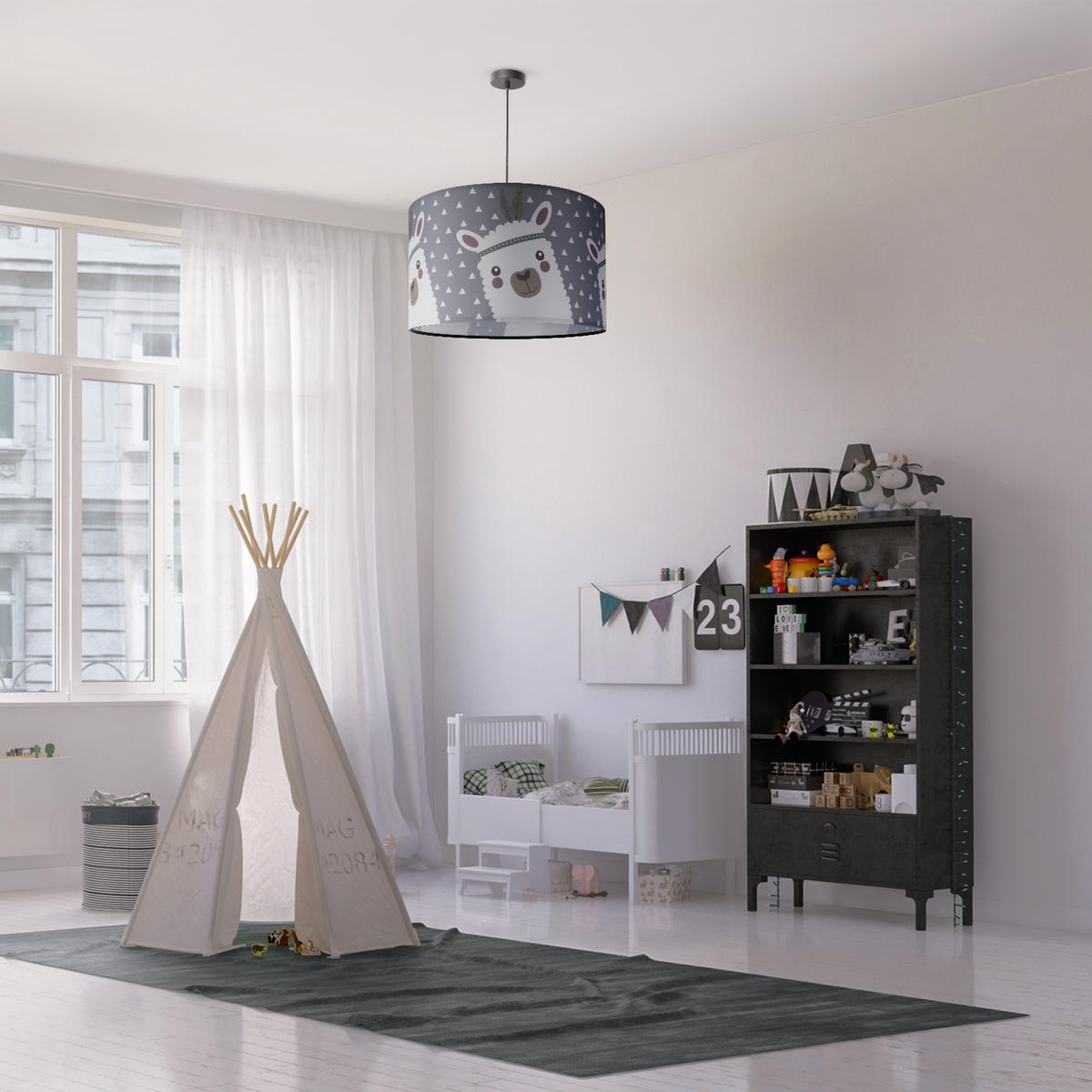 PENDELLEUCHTE Hugo Pd1 Ela 214 - Schwarz, Metall (45.5/45.5/27cm) - Paco Home