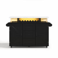 KÜCHENINSEL Schwarz 138/60/93 cm - Schwarz, Holzwerkstoff (138/93/60cm) - PANGIVO