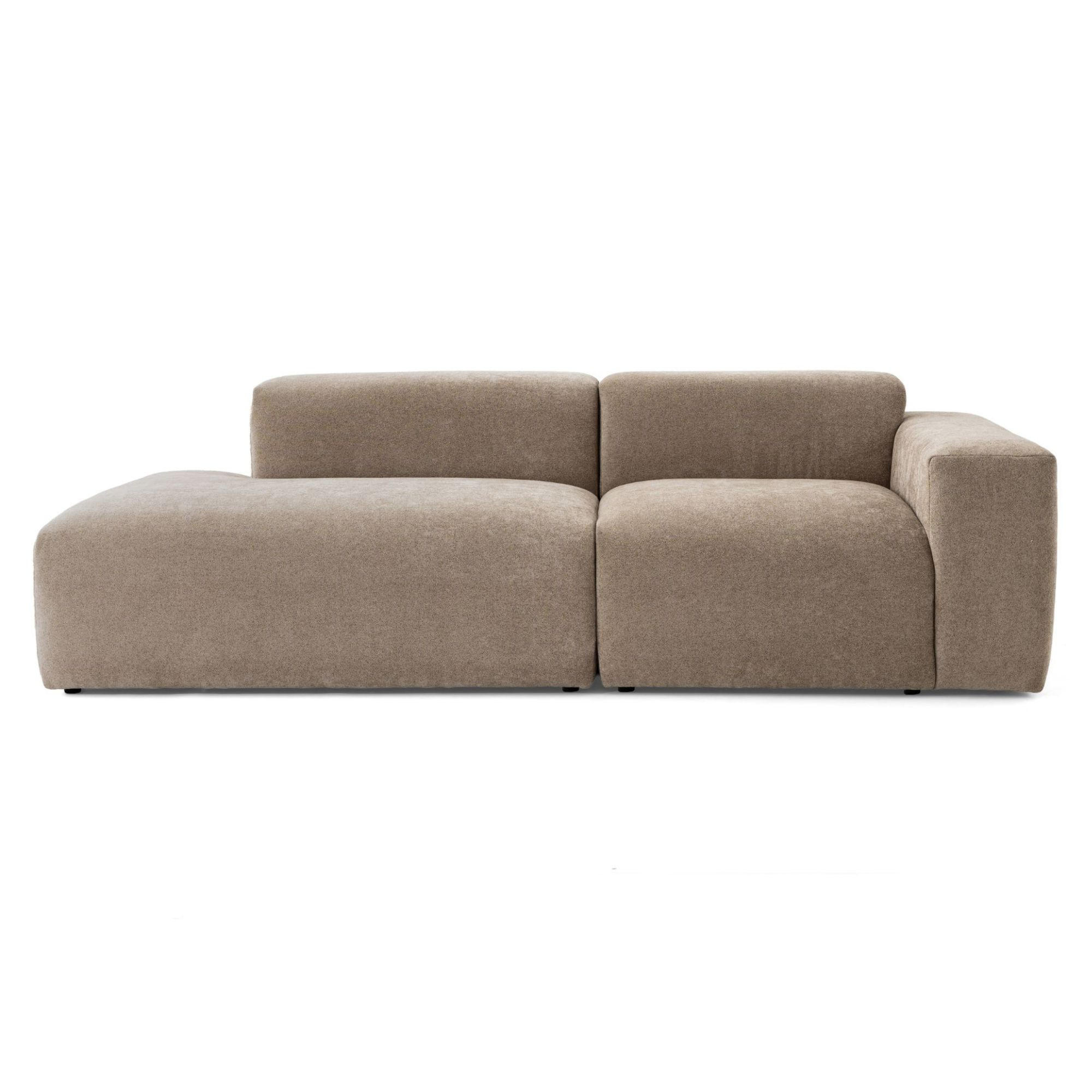 3-SITZER modulares Sofa HEAVEN SET 1 Links, Breite 255 cm Webstoff Braun - Schwarz/Braun, Holz/Kunststoff (255/71/102cm) - Muffo