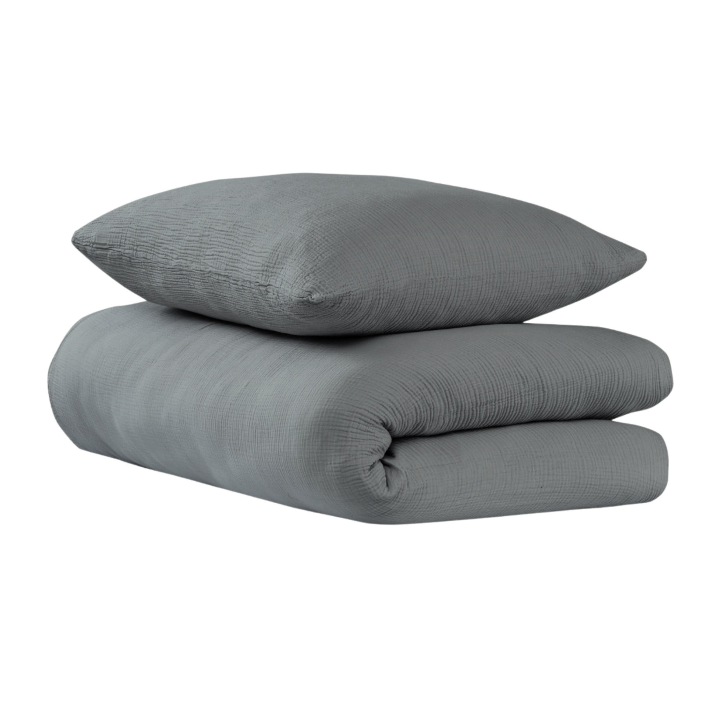 BETTWÄSCHESET Lennox - Musselin - 2-teilig - 135x200cm - Dunkelgrau - Dunkelgrau, Textil (135/200cm) - Uncover by Schiesser