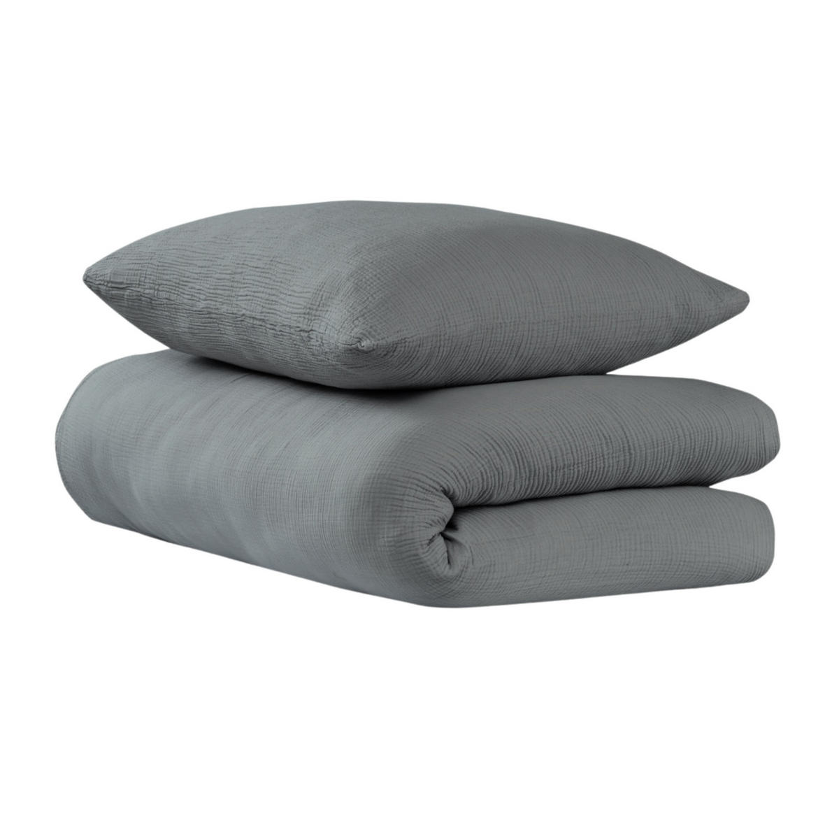 BETTWÄSCHESET Lennox - Musselin - 2-teilig - 135x200cm - Dunkelgrau - Dunkelgrau, Textil (135/200cm) - Uncover by Schiesser