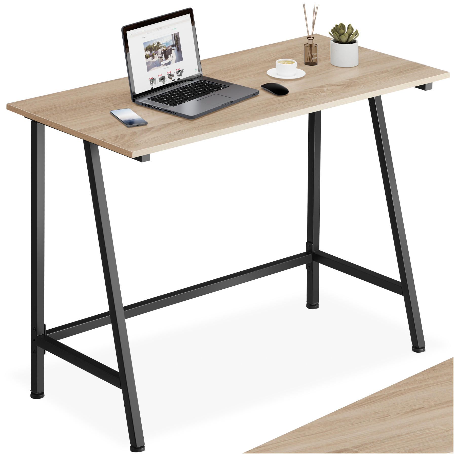SCHREIBTISCH Newton,100 x 50 x 77 cm,Industrial Holz hell, Eiche Sonoma - Naturfarben, Holzwerkstoff (100/50/77cm) - tectake
