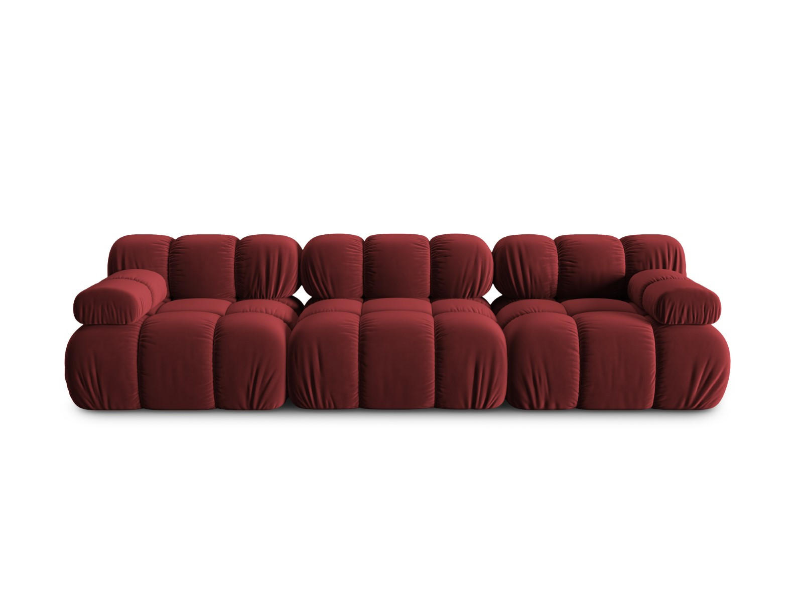MODULARES-SOFA Bellis aus Samt dunkelrot 3 Sitzplätze - Dunkelrot, Textil (94/63/282cm) - Micadoni