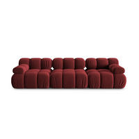 MODULARES-SOFA Bellis aus Samt dunkelrot 3 Sitzplätze - Dunkelrot, Textil (94/63/282cm) - Micadoni