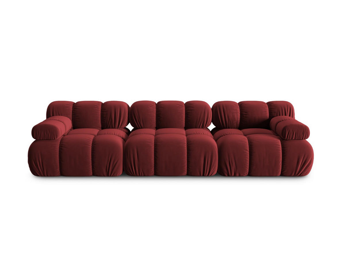 MODULARES-SOFA Bellis aus Samt dunkelrot 3 Sitzplätze - Dunkelrot, Textil (94/63/282cm) - Micadoni