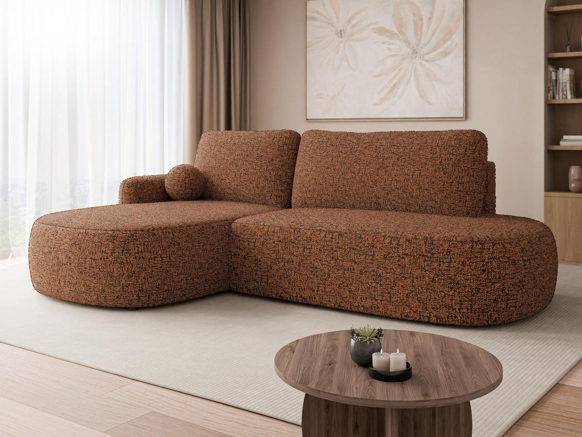 ECKSOFA Loridu O, Seite: Links - Messingfarben/Schwarz, Holz/Kunststoff (274/174cm) - MIRJAN24