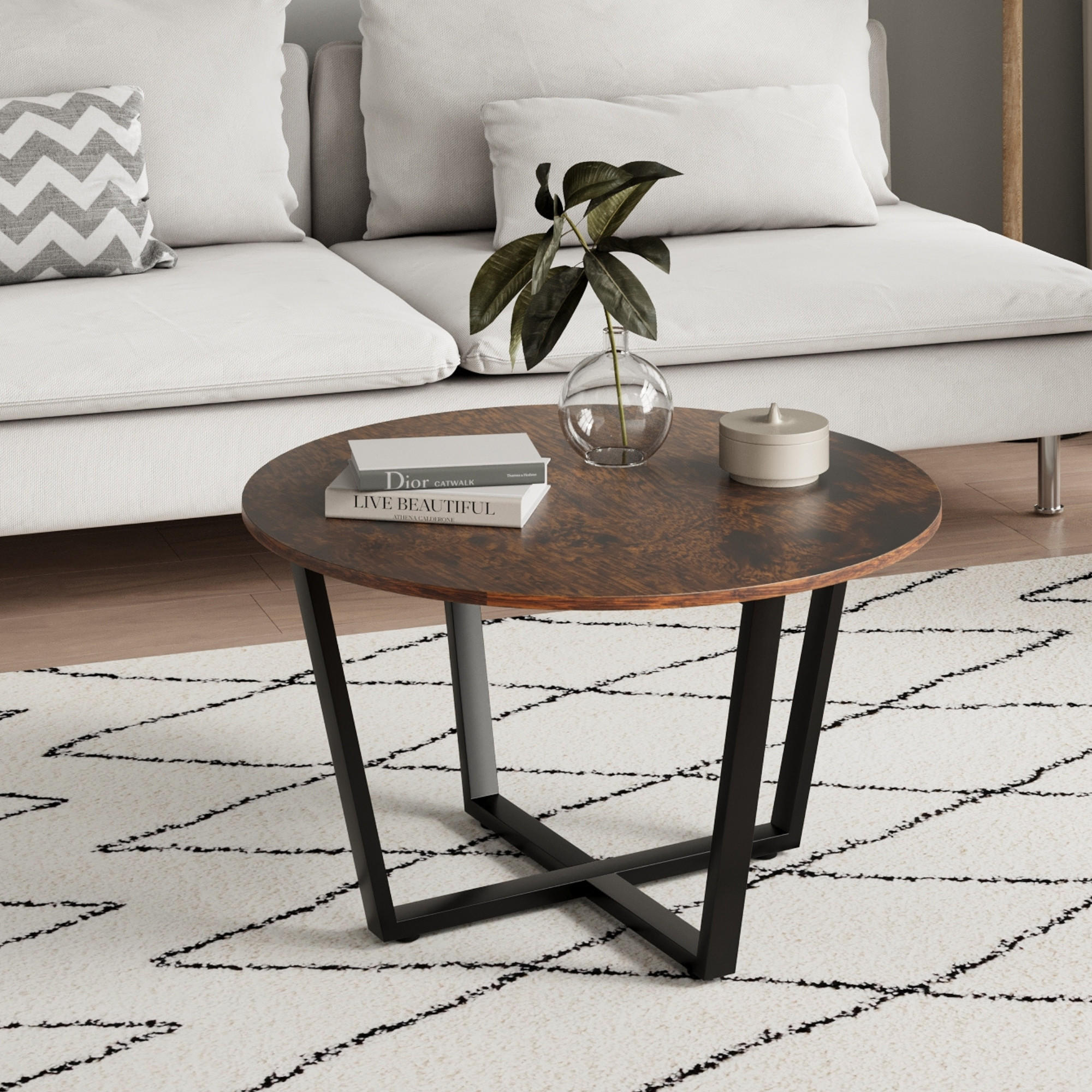 COUCHTISCH Rund Braun - Braun, Holzwerkstoff (80/80/48cm) - Home Collective