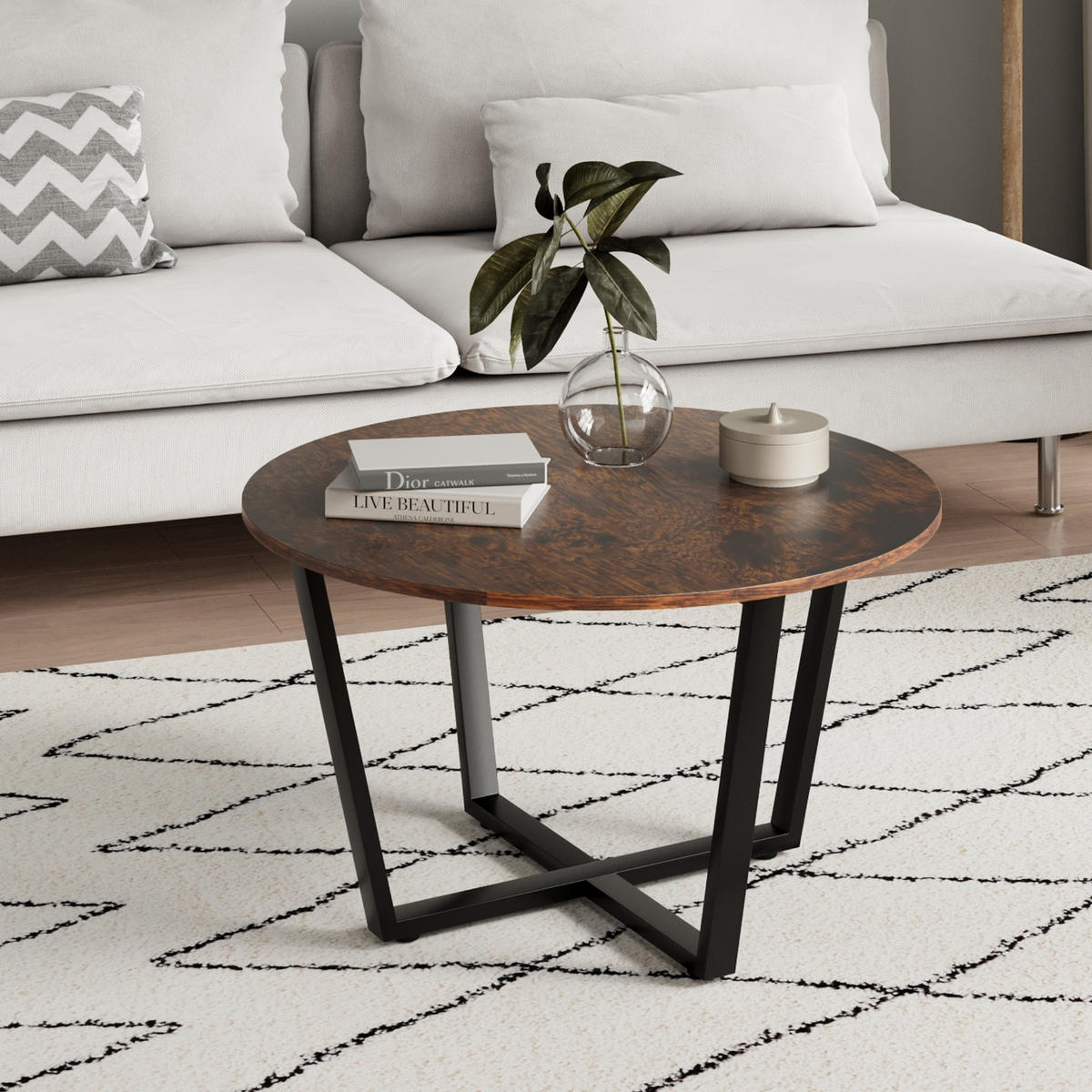 COUCHTISCH Rund Braun - Braun, Holzwerkstoff (80/80/48cm) - Home Collective