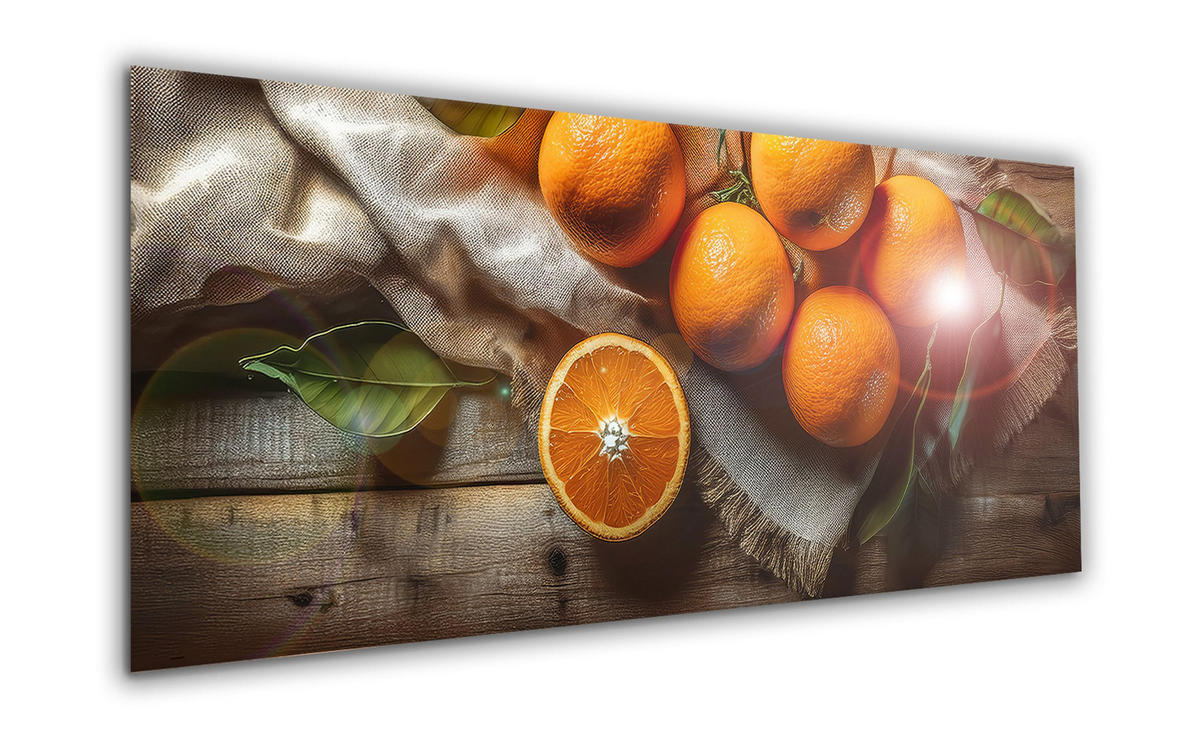 GLASBILD 125x50 cm Bild Küche Orangen - Braun, Glas (125/50cm) - artissimo