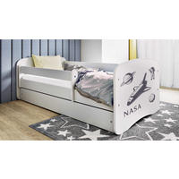 KINDERBETT NASA 80x160 cm mit Matratze, Schublade, Rausfallschutz & Lattenrost, Weiß - Weiß, Holzwerkstoff (80/160cm) - RAUMHIRSCH FURNITURE