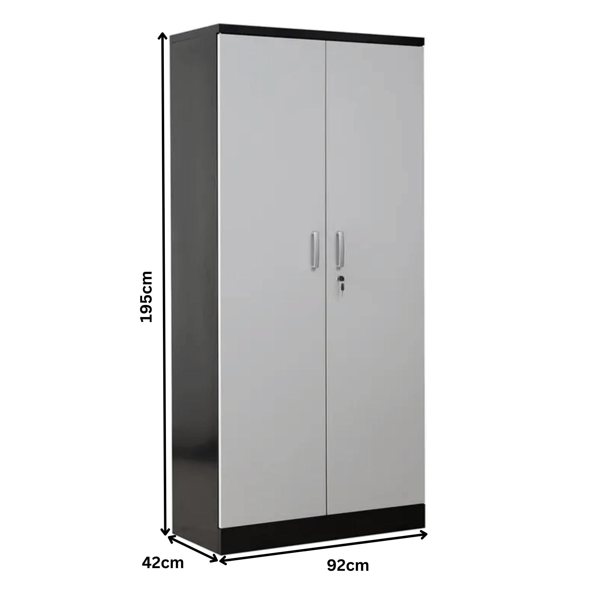 AKTENSCHRANK Beetle 4 Fachböden 195x92x42 cm Schwarz & Weiß - Weiß, Metall (92/195/42cm)