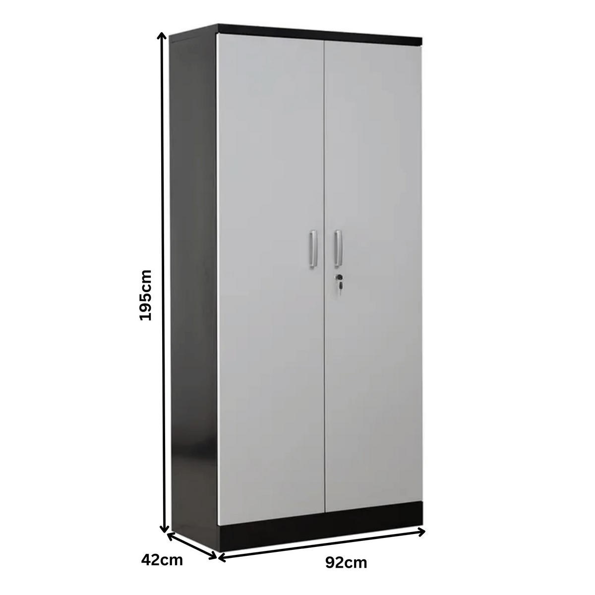 AKTENSCHRANK Beetle 4 Fachböden 195x92x42 cm Schwarz & Weiß - Weiß, Metall (92/195/42cm)