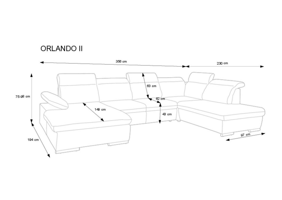 ECKSOFA ORLANDO Rot 356x230x98 cm - Rot, Textil (356/230cm) - FURNLUX