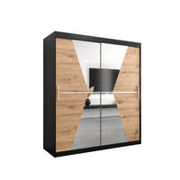 SCHWEBETÜRENSCHRANK 200/180/62 2-türig - Silberfarben/Schwarz, Holz/Kunststoff (180/200/62cm) - Abiks Möbel