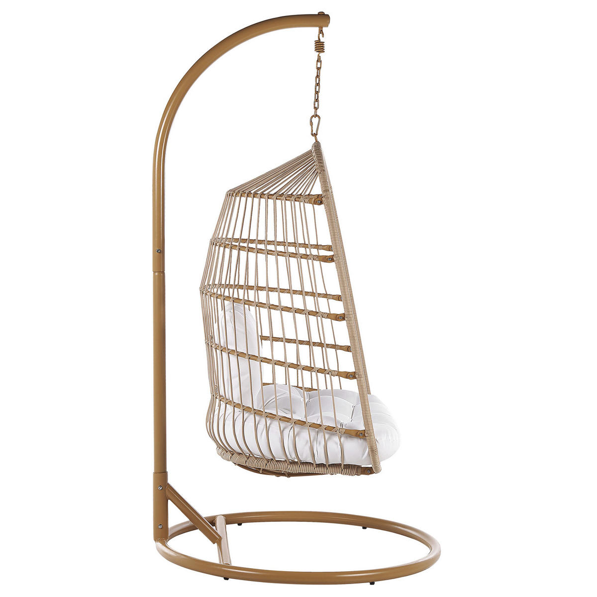 HÄNGESESSEL mit Gestell Flechtseil natürlich 102 cm Allera - Beige, Kunststoff (102/200/102cm) - Beliani