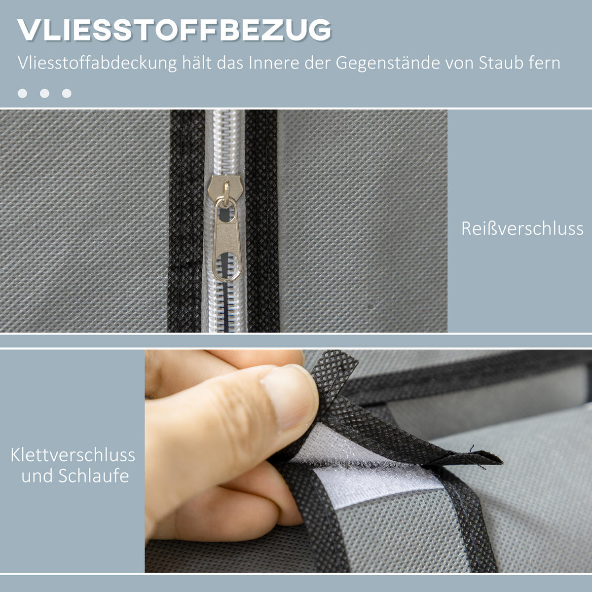 KLEIDERSCHRANK, Stoffschrank, Grau - Grau, Metall (43/162.5/103cm) - HOMCOM