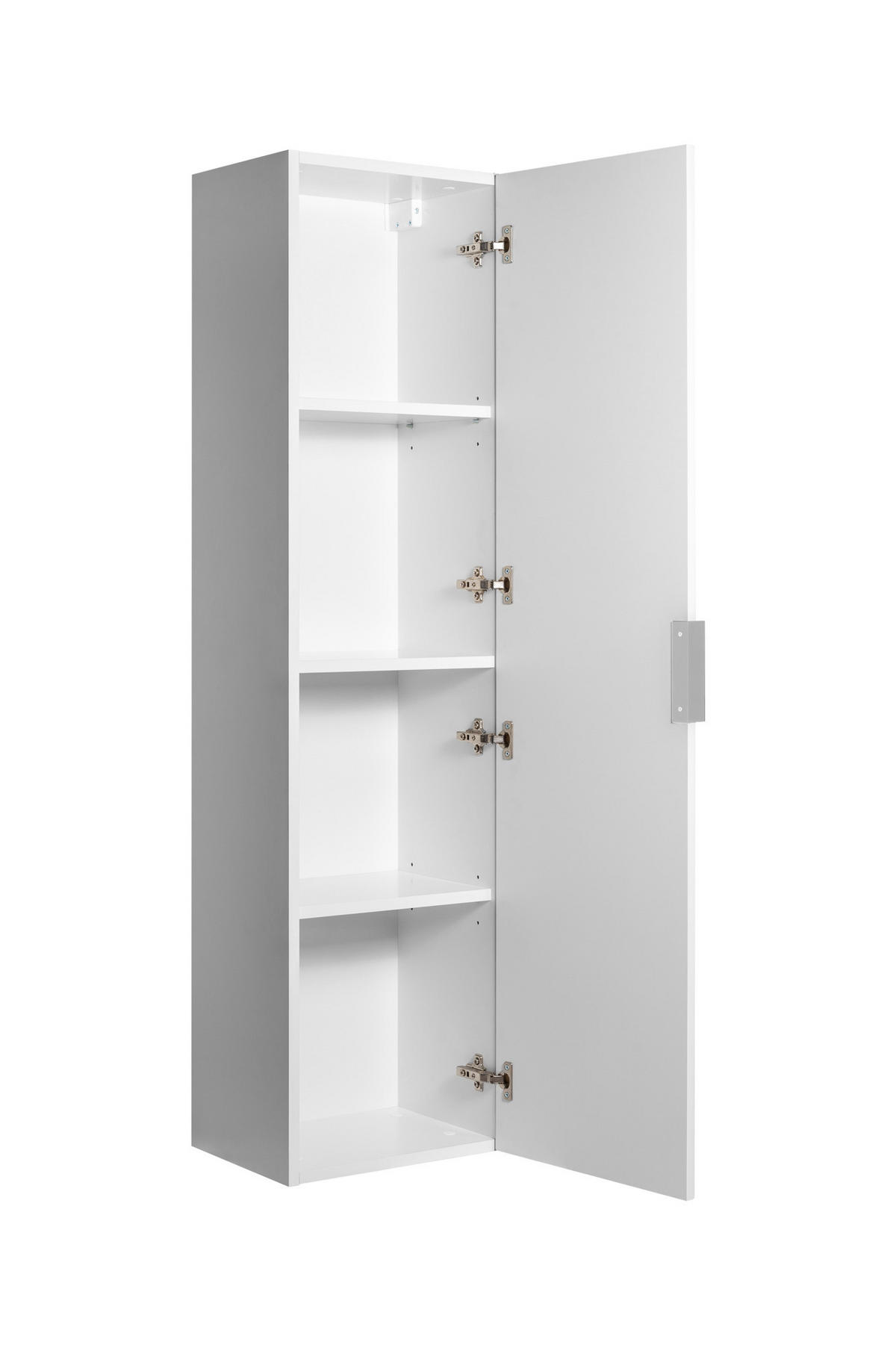 BADEZIMMERSCHRANK, Weiß, 35 x 136 x 27 cm, silberner Griff - Silberfarben/Weiß, Holzwerkstoff (35/136/27cm) - 3XE LIVING