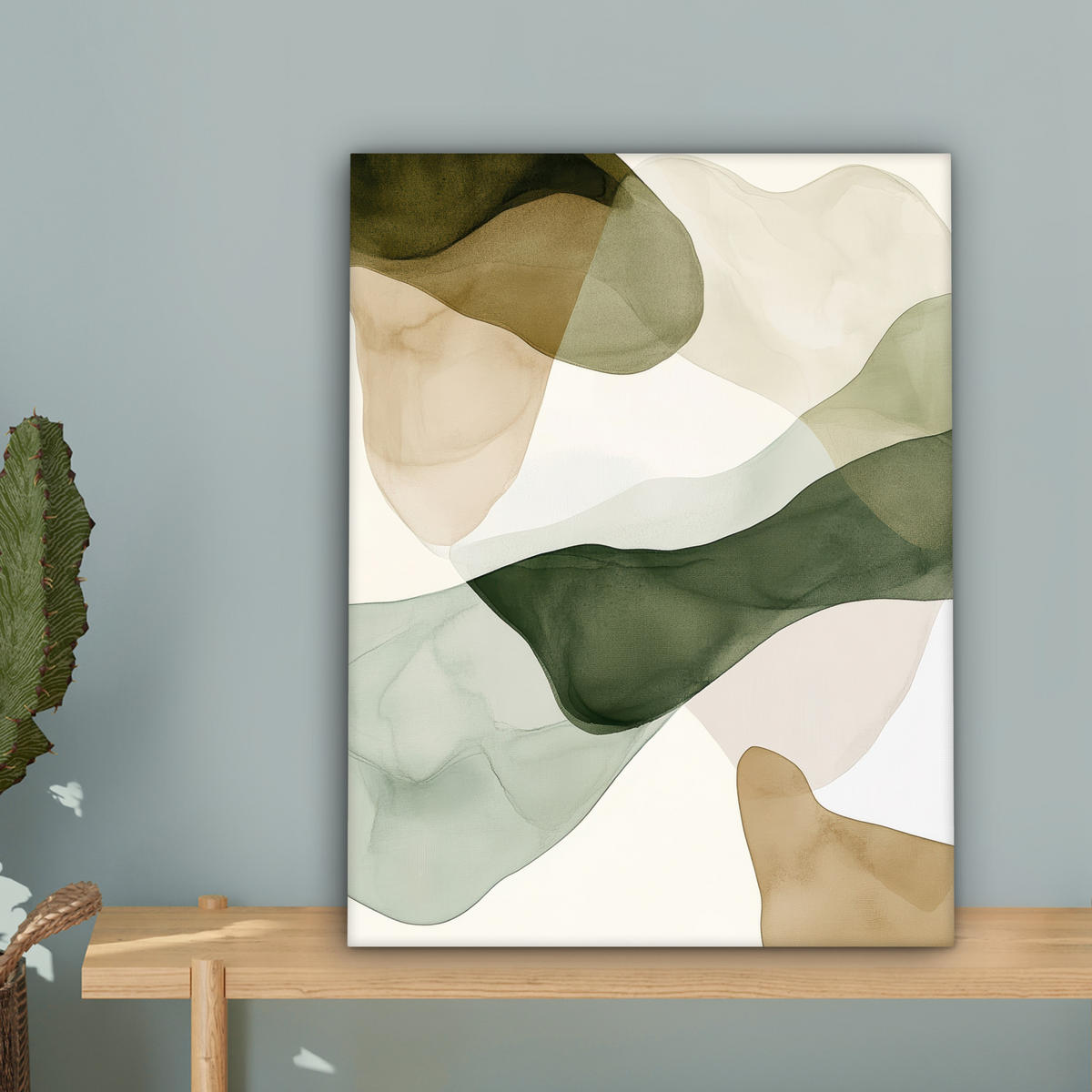 LEINWANDBILD Japandi - Abstrakt - Grün 30x40 cm - Salbeigrün, Textil (30/40cm) - MuchoWow