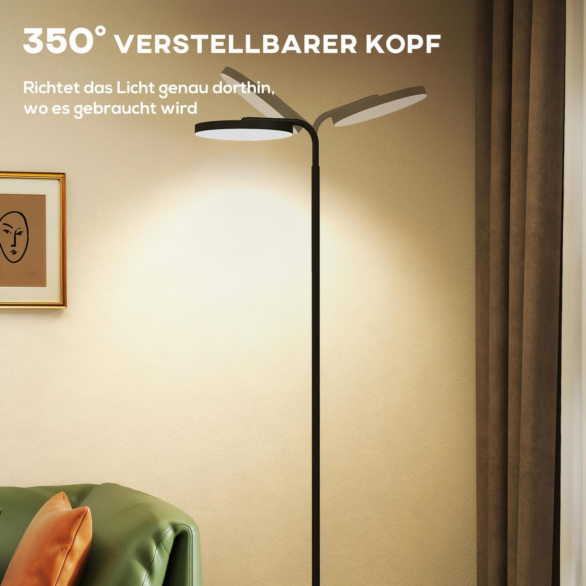 STEHLAMPE LED Dimmbar mit magnetischer Fernbedienung - Schwarz, Metall (41/25/177cm) - HOMCOM