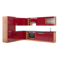 ECKKÜCHE Fame-Line Bordeaux Hochglanz/Goldkraft Eiche 347 x 257 cm AP Anthrazit - Bordeaux/Eiche Wotan, Holzwerkstoff (347/81.6/60cm) - Vicco