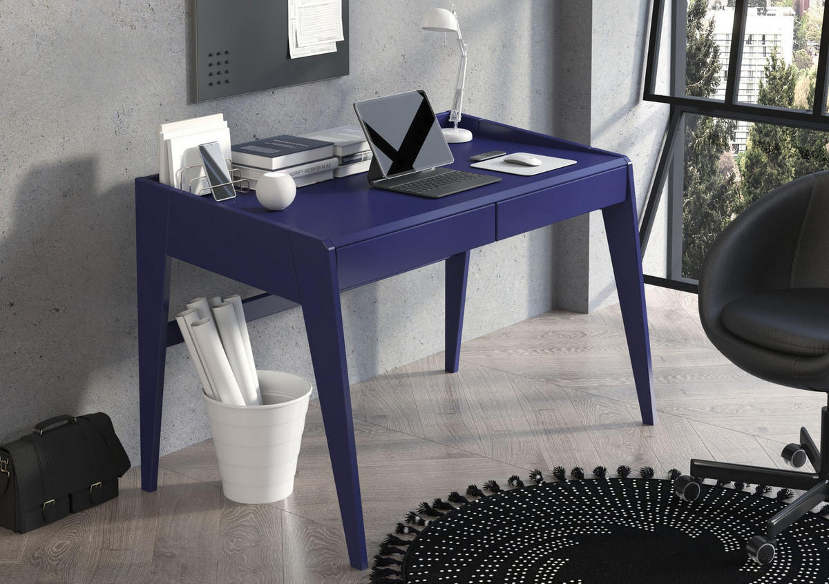 SCHREIBTISCH Lisa, 125/70/81 cm in Marineblau, Buchenholz - Dunkelblau, Holz/Buchenholz (70/125/81cm) - Visby