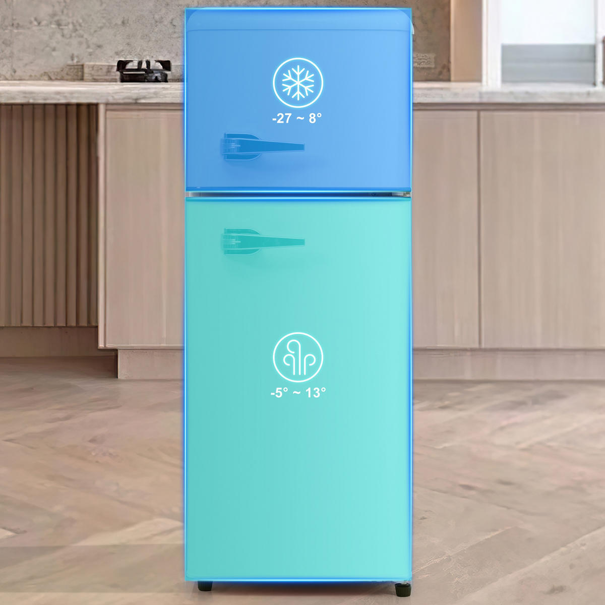 KUHLSCHRANK 41/45.5/105.5 cm Antikweiß mit 92 Liter Gesamtvolumen und LED-Licht - Weiß, Kunststoff (45.5/105.5/41cm) - Oxeza