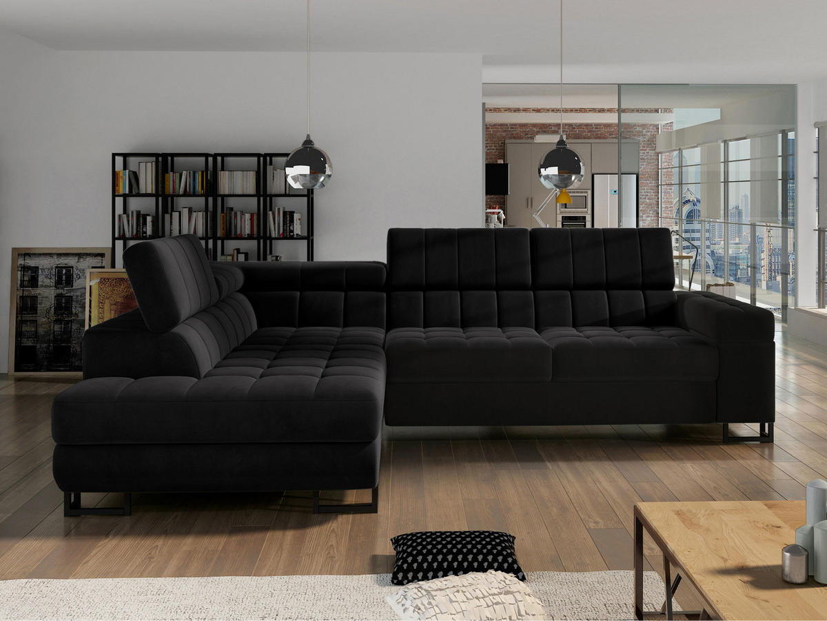 ECKSOFA Laris, Seite: Links - Schwarz, Holz/Textil (271/203cm) - MIRJAN24