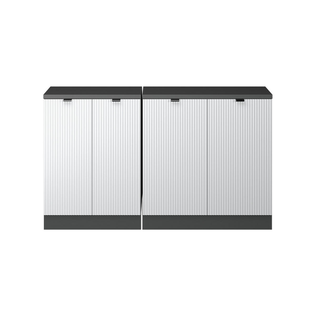 KUHINJSKI ORMAR ZA KOSINE KROVA R-Line Bijeli grebeni 140 cm Set od 2 korpusa ormara, dubina 60 cm - bijela/antracit, drvni materijal (140/83.8/60cm) - Vicco