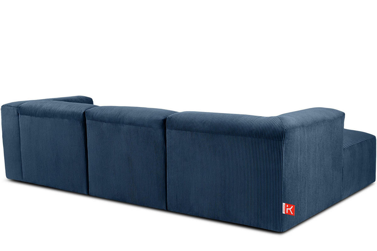 ECKMODULSOFA-LINKS BUFFO mit extrem weicher und bequemer Sitzfläche, Kordstoff, marineblau - Blau/Grün, Textil (297/180cm) - KONSIMO®