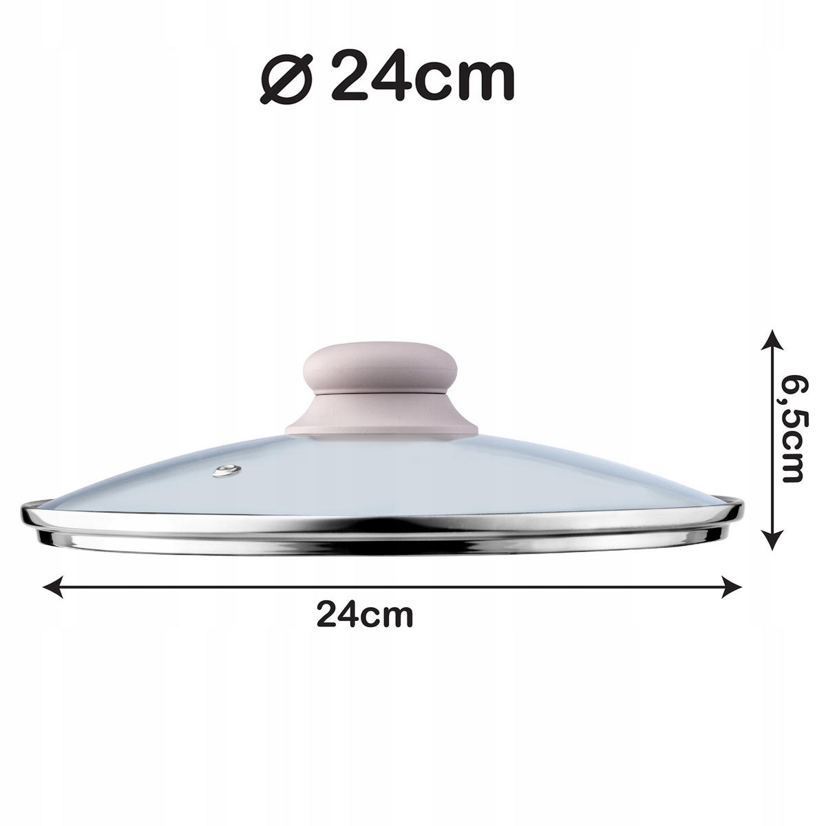 DECKEL mit Beige Silikongriff, 24 cm - Transparent, Glas (24cm) - KADAX