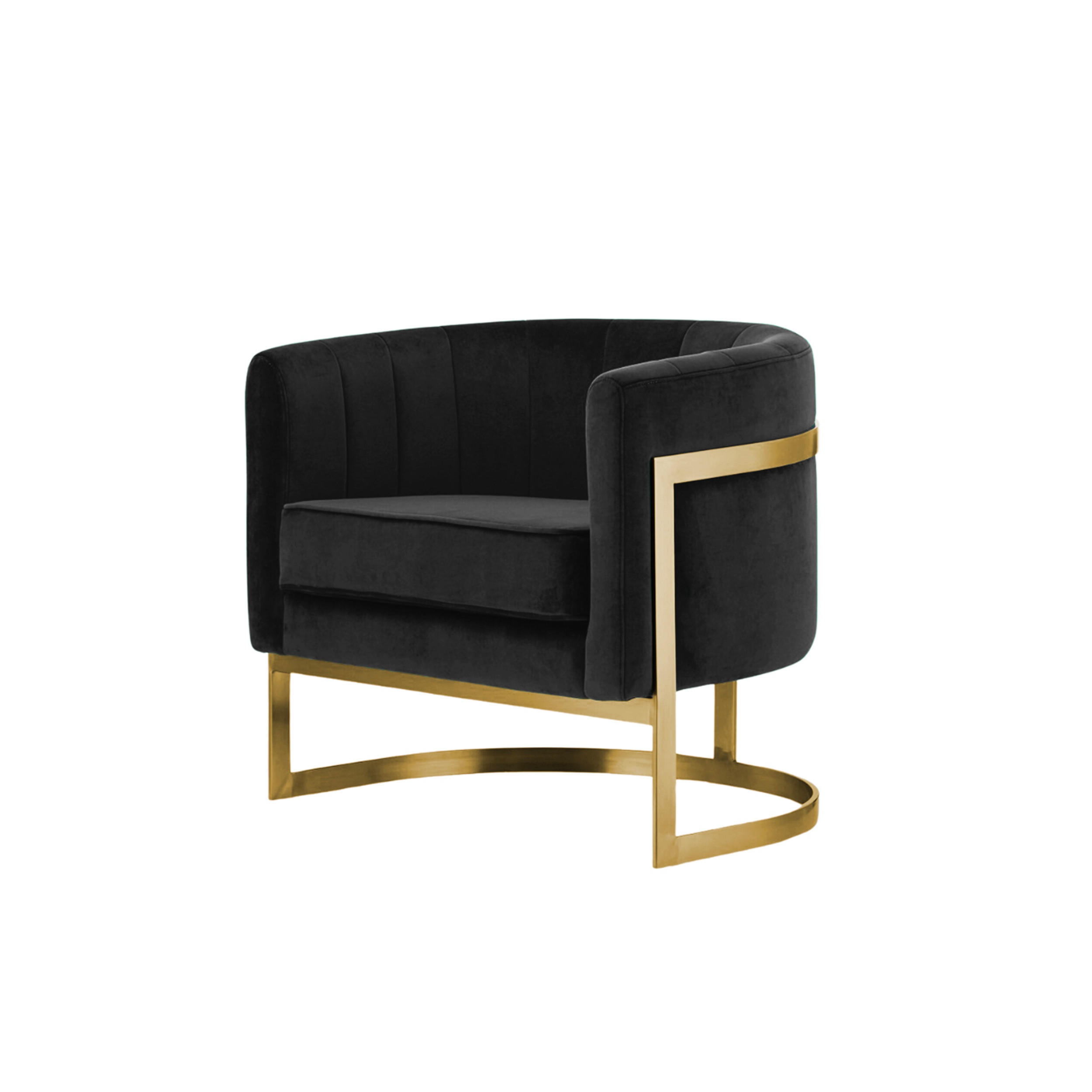 DESIGNSESSEL Glam Elegance – Individuell gefertigter Design-Sessel mit Edelstahlrahmen - Goldfarben/Schwarz, Textil/Metall (75/71/68cm) - Fortisline