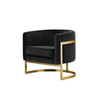 DESIGNSESSEL Glam Elegance – Individuell gefertigter Design-Sessel mit Edelstahlrahmen - Goldfarben/Schwarz, Textil/Metall (75/71/68cm) - Fortisline