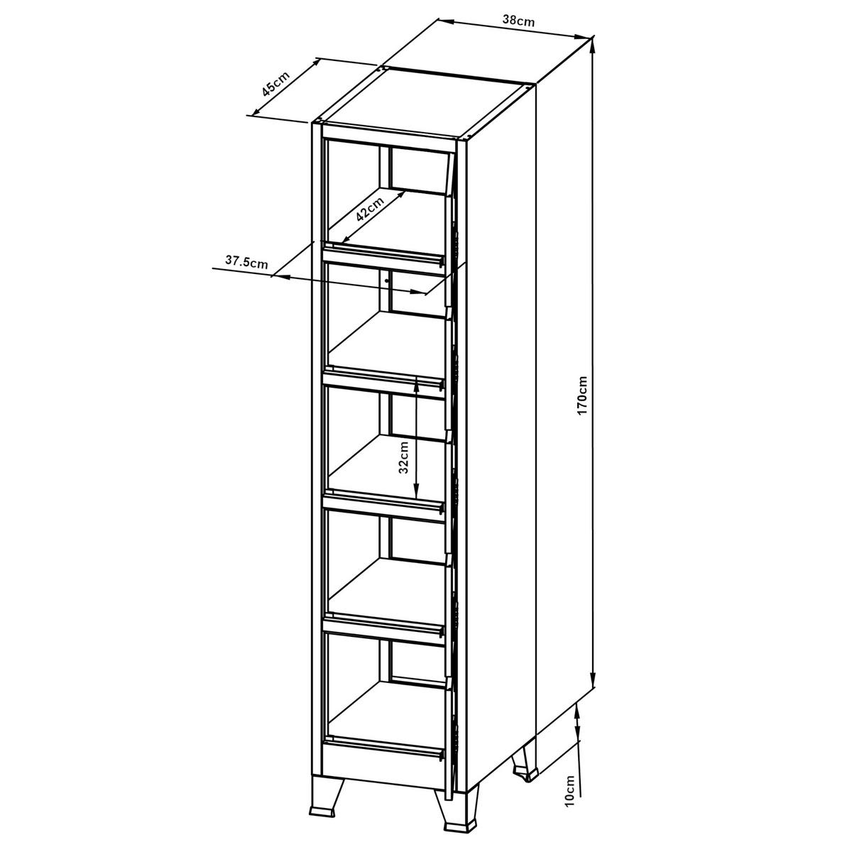 SPIND Joroinen - Grau, Metall (38/180/45cm) - [en.casa]